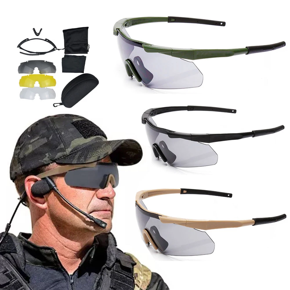 New Tactical Goggles Outdoor Sports Climbing Fishing Safety Glasses CS Game Equipment 3 Lens Set Protection Eyewear