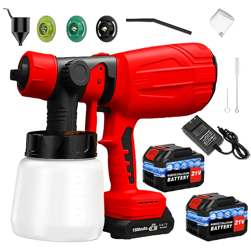 Paint Sprayer, HVLP High Power Electric Spray Paint Gun with 1000ml Container, 4 Nozzles & 3 Patterns, Easy to Clean, for Home