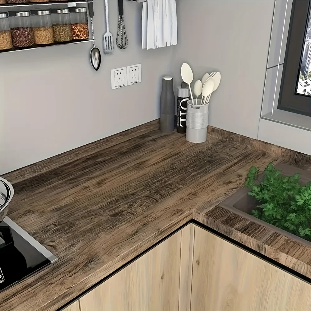 Self-Adhesive Vinyl Wallpaper With Vintage Wood Grain Pattern Suitable For Decorating Bedroom Kitchen Cabinet And Tabletop.
