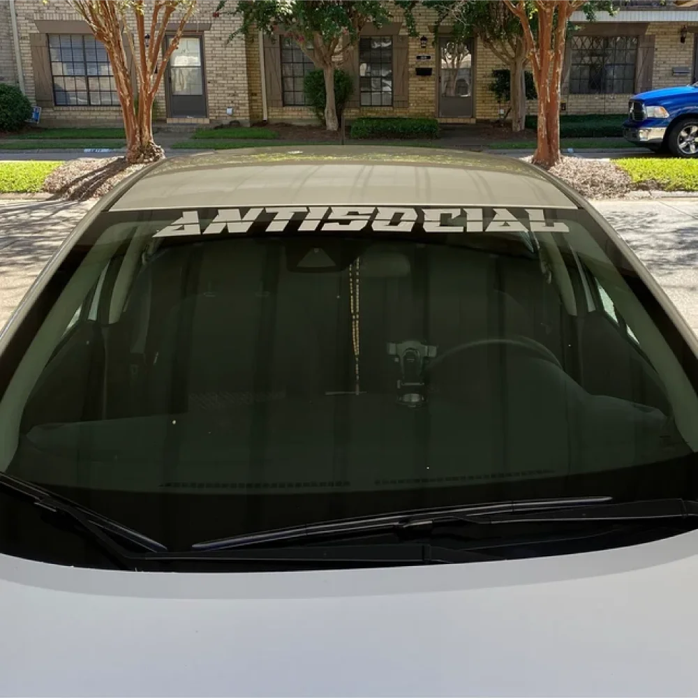 JDM Text Car Decals ANTISOCIAL Vinyl Die Cut Auto Stickers Window Windshield Waterproof Decor Accessories