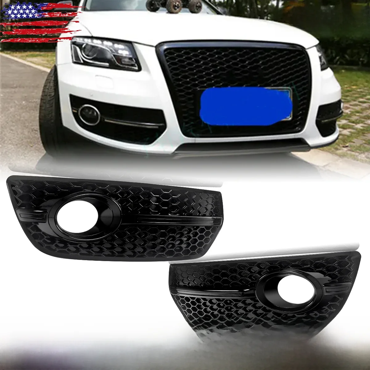 Calandre noire en accent d'abeille pour phare antibrouillard, 1 paire, pour Audi Q5 8R 2009-2012 SQ5 Style