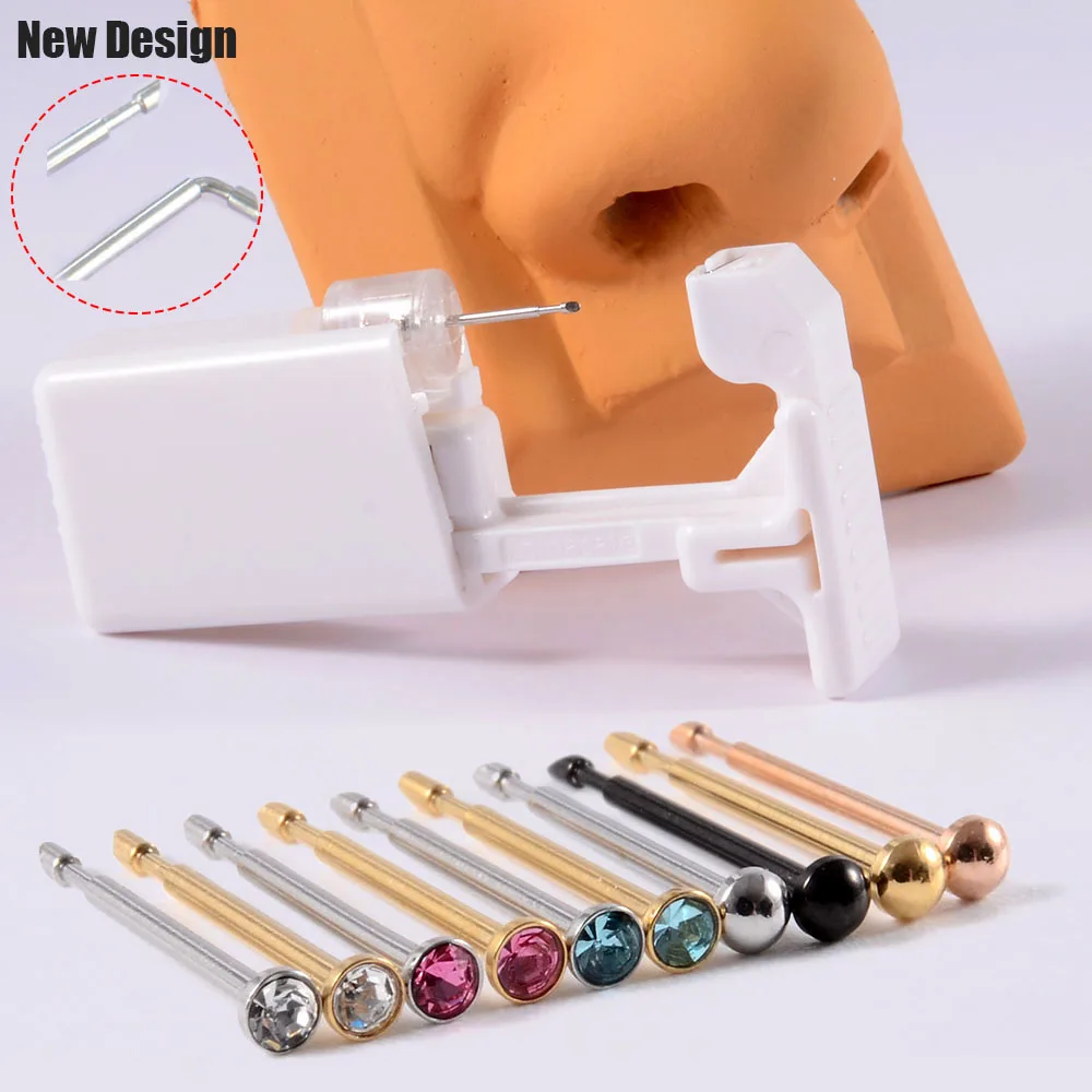 Disposable Nose Piercing Kit Tool Stud Safety Sterile Portable Ear Nose Piercing Kit For Salon Home Piercing Men And Women