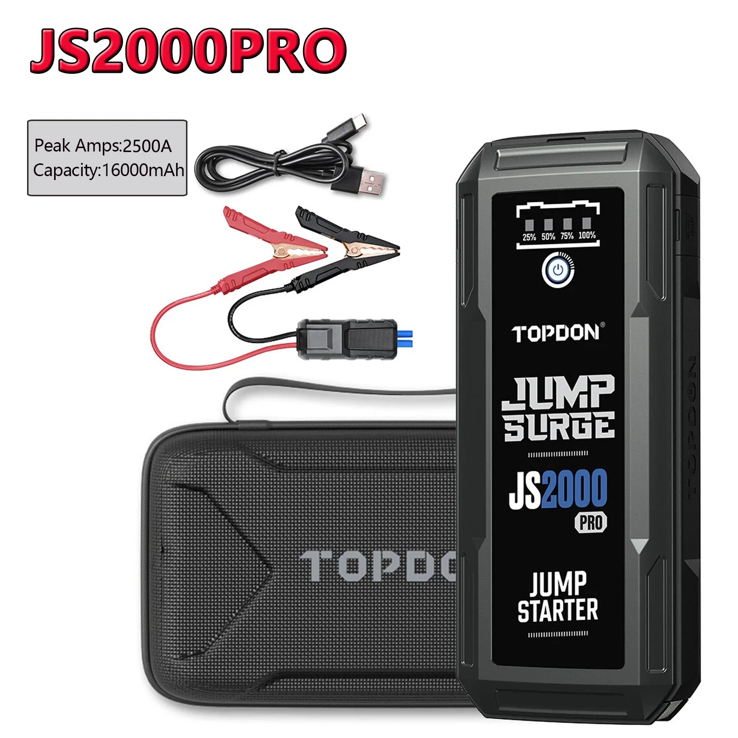 Topdon Jump Starter JS3000/JS2000Pro 3000A/2500A/1500A/1200A Powerbank 12V Autostartapparaat voor booster TOPDON JS 3000