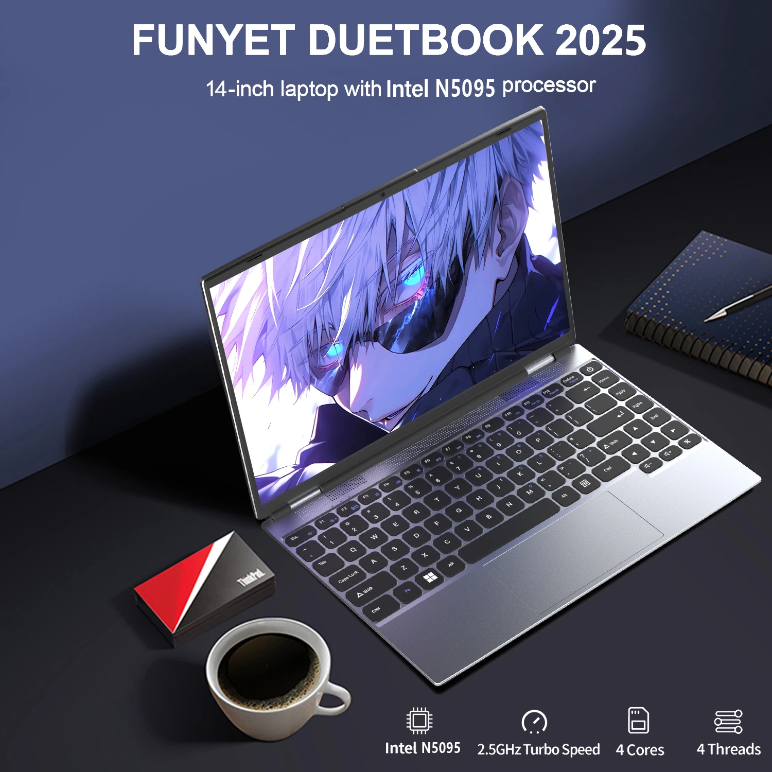 

Laptop Intel Celeron N5095 Ultrabook 16GB RAM 1024GB SSD Notebook 1920*1200 Resolution Windows 11 Computer Office Study PC