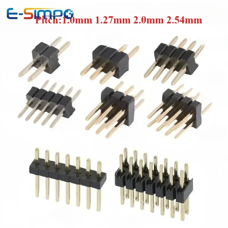 10 Stück 1,0 mm 1,27 mm 2,0 mm 2,54 mm Stiftleiste zweireihig männlich 1/2 ~ 40P Abtrünniger Leiterplatten-Anschlussstreifen Pinheader 1*2/2P 4P 6-40p