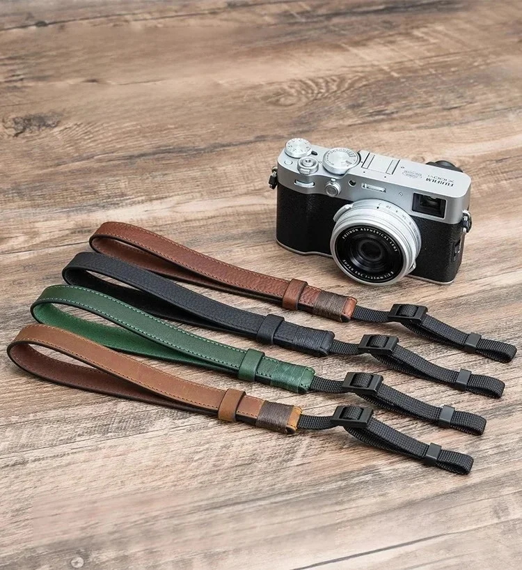 Pasek na nadgarstek do aparatu FUJIFILM XM5, SONY A7M4, ZVE10, NIKON ZF, Z30, CANON R50, R10. Dekoracyjne akcesoria z prawdziwej skóry — zdjęcie produktu 7