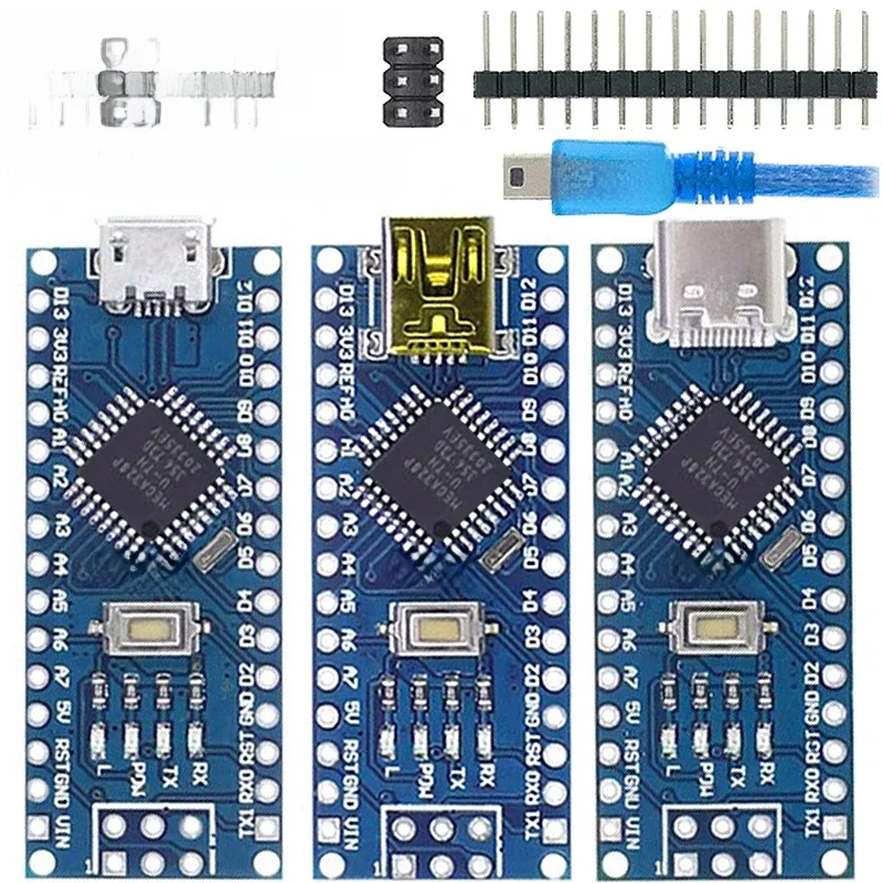 Mini/type-c/Micro USB Nano 3.0 avec contrôleur Nano compatible avec chargeur de démarrage pour pilote USB arduino CH340 16Mhz ATMEGA328P