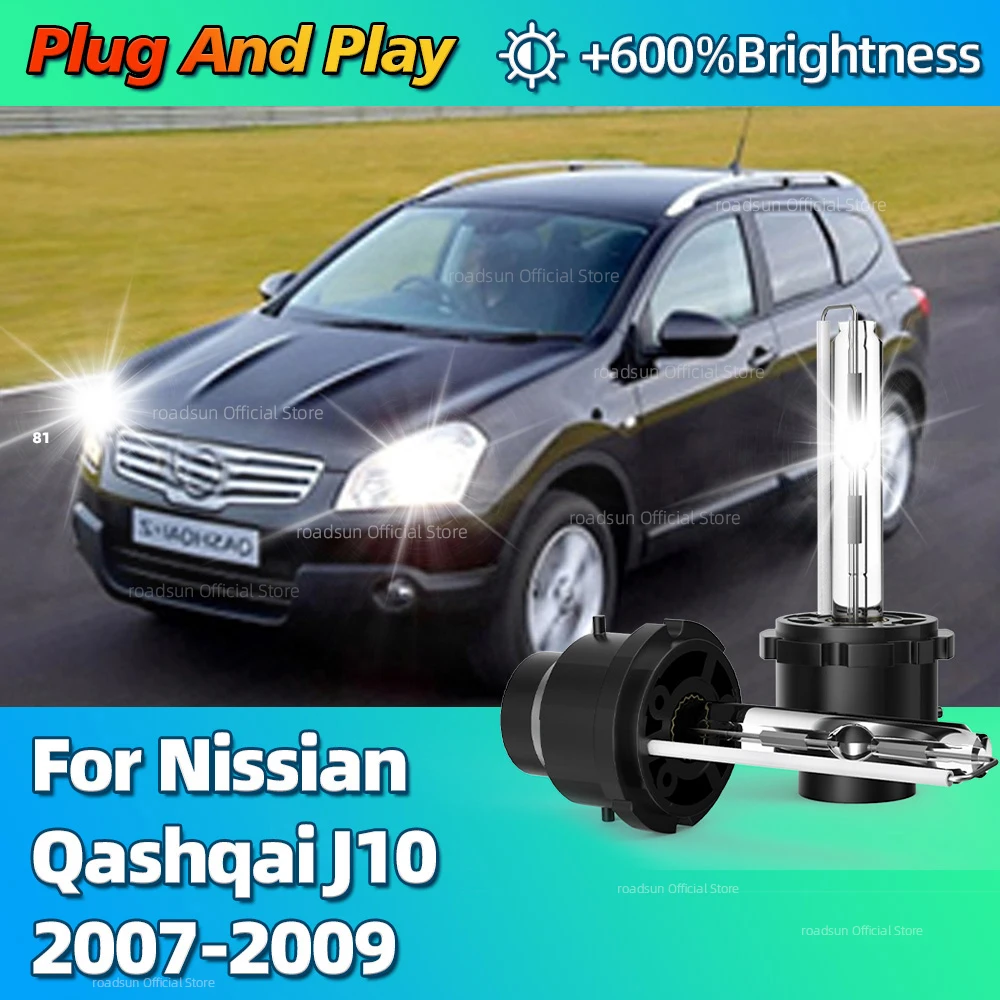 6000K HID Bulb Xenon Headlight 35W Car Headlamp For Nissian Qashqai J10 2007 2008 2009 Plug-N-Play Replacement Bulb