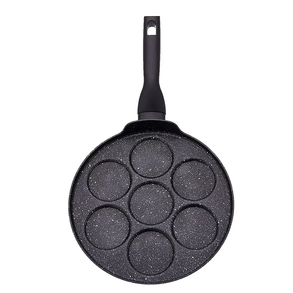 Frying Pot Non Stick Pan Seven Hole Egg Pot Frying Pot Pan Wheel Pancake Pan Non-stick Frying Pan Breakfast Maker Cookware