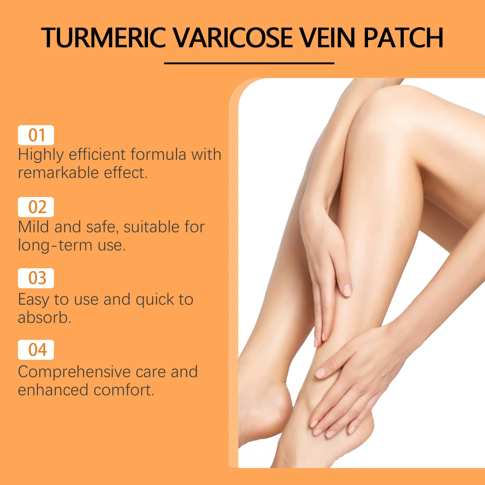 Turmeric Varicose Veins Patchs Reduce Leg Sore Swelling Soothes Tired Promote Smooth Blood Circulation Remove Spider Veins Legs