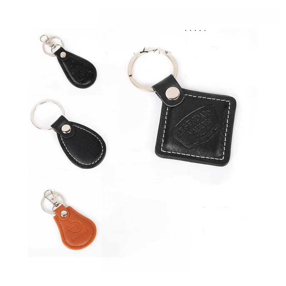100pcs/lot leather 13.56MHz S50 Key Fobs NFC Tag RFID Card For Access Control System Keyfobs