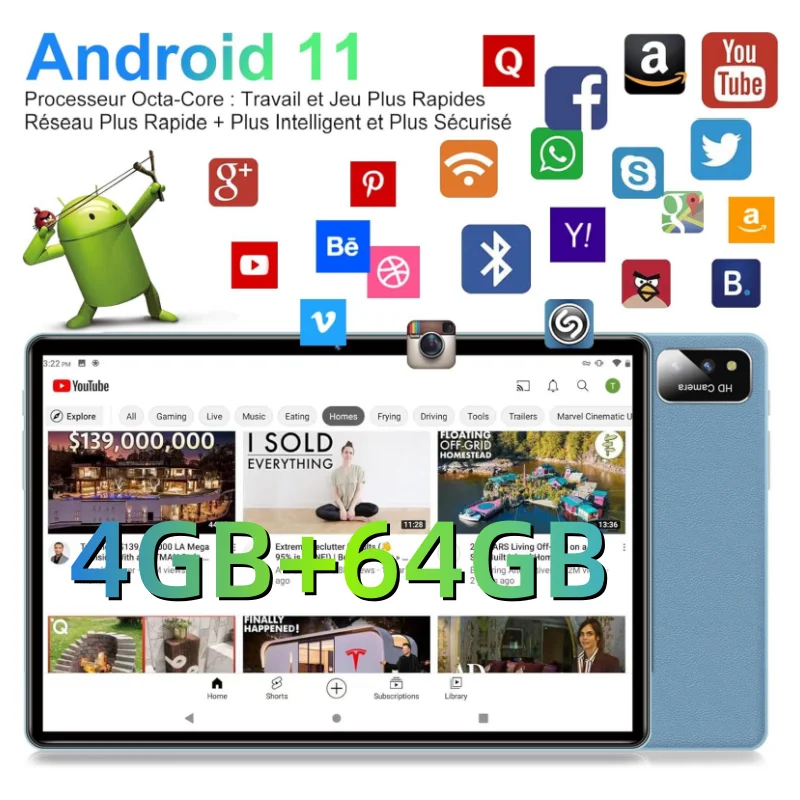 

Горячая распродажа: Планшет S22 Type-C 10.1 дюйма, Android 11, Sun50iw, восьмиядерный процессор, 4 ГБ ОЗУ, 64 ГБ ПЗУ, две камеры, 6000 мАч