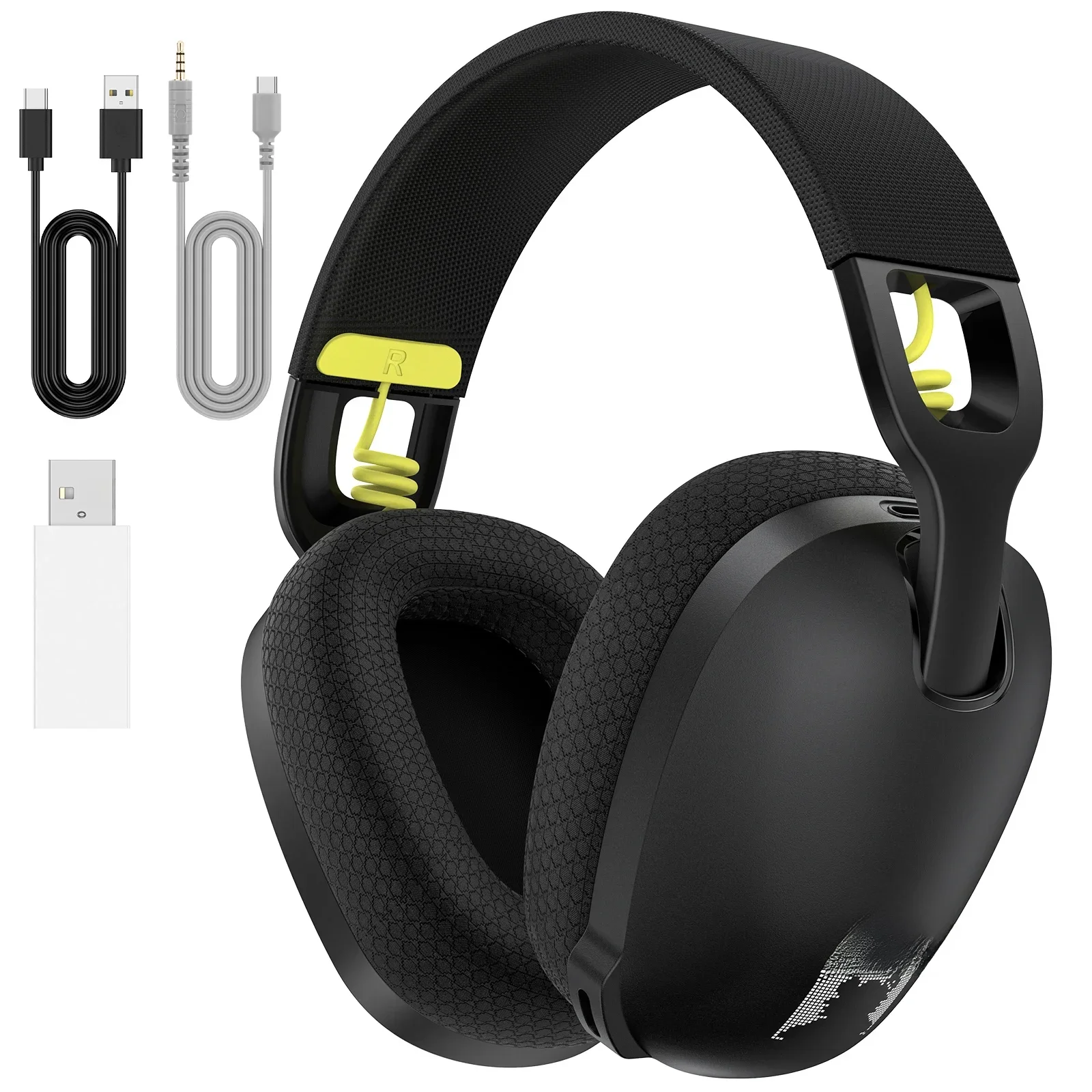 Onikuma-Gaming Headset com microfone, fones de ouvido Bluetooth, design ergonômico, USB de 2,4 GHz,