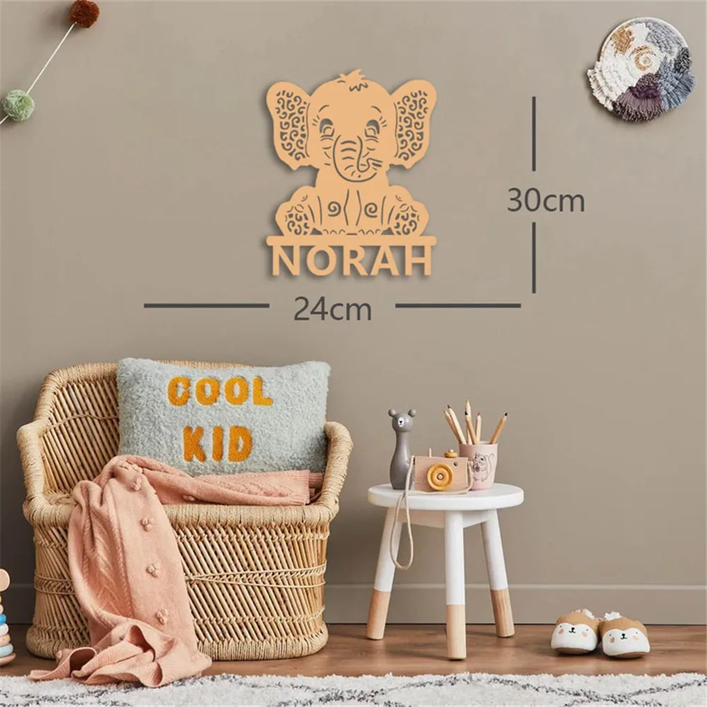 Cartoon Animal LED Baby Light Personalized Name Elephant/Dinosaur/Lion/Monkey/Deer Wood Night Light for Home Bedroom Decor