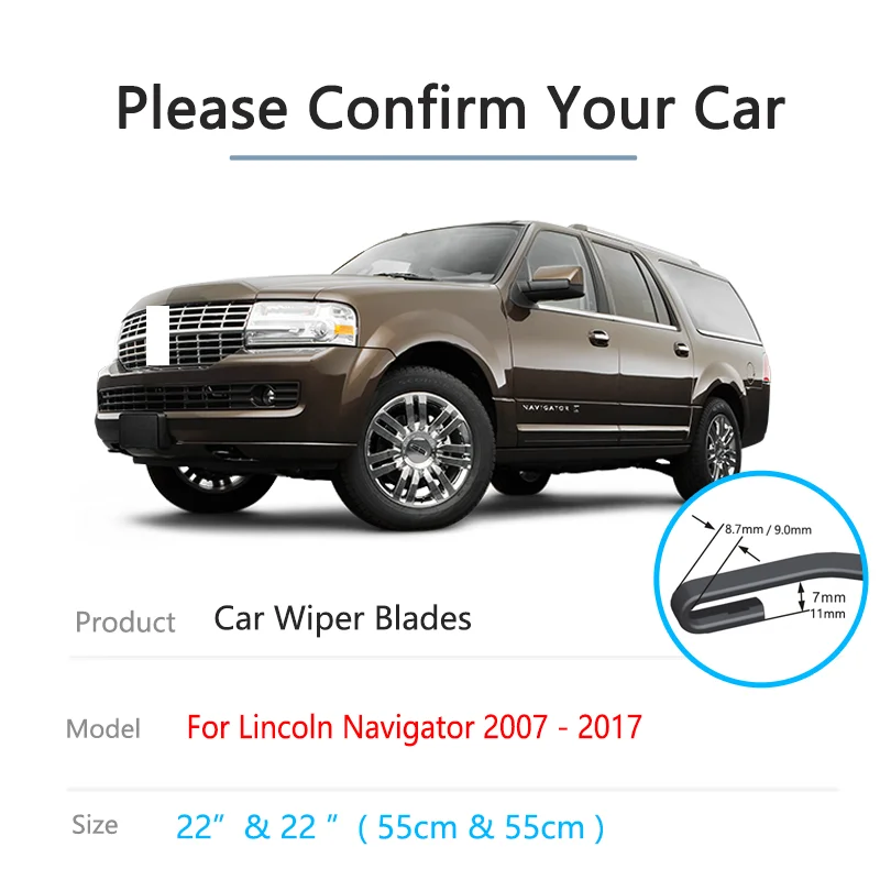 For Lincoln Navigator 2007~2017 2008 2009 2010 2013 Front Wipers Cutter Blades Brushe Window Cleaning Windscreen Car Accessories