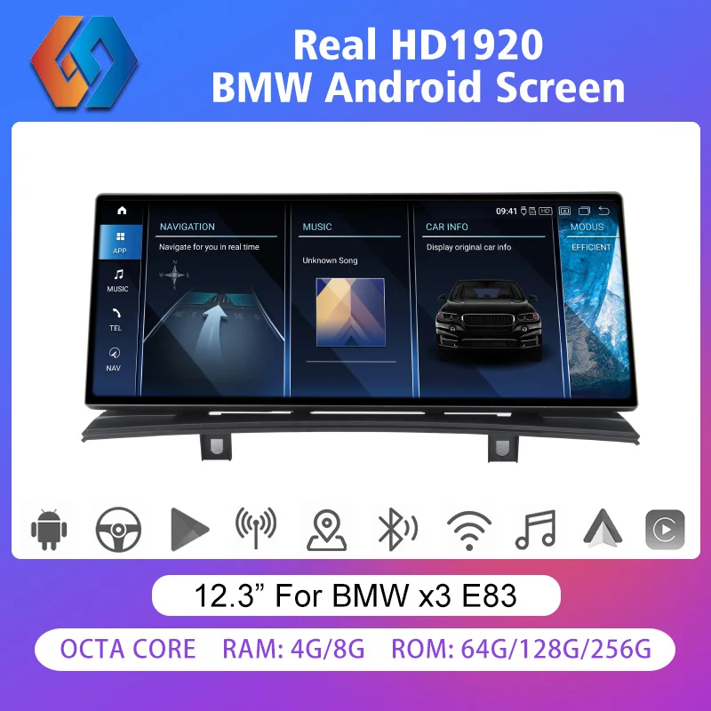 

CCT ID9 12.3 Car Radio Android13 Screen For BMW X3 E83 GPS Navigation Multimedia System Built-in WiFi BT Wireless CarPlay 4G LTE