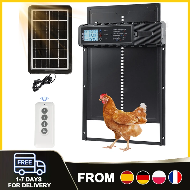 Puerta Automática para Gallinero con Sensor, Puerta para Mascotas de Aleación de Aluminio con Modos de Temporización Manual y Automática, Herramienta para la Gestión de Granjas