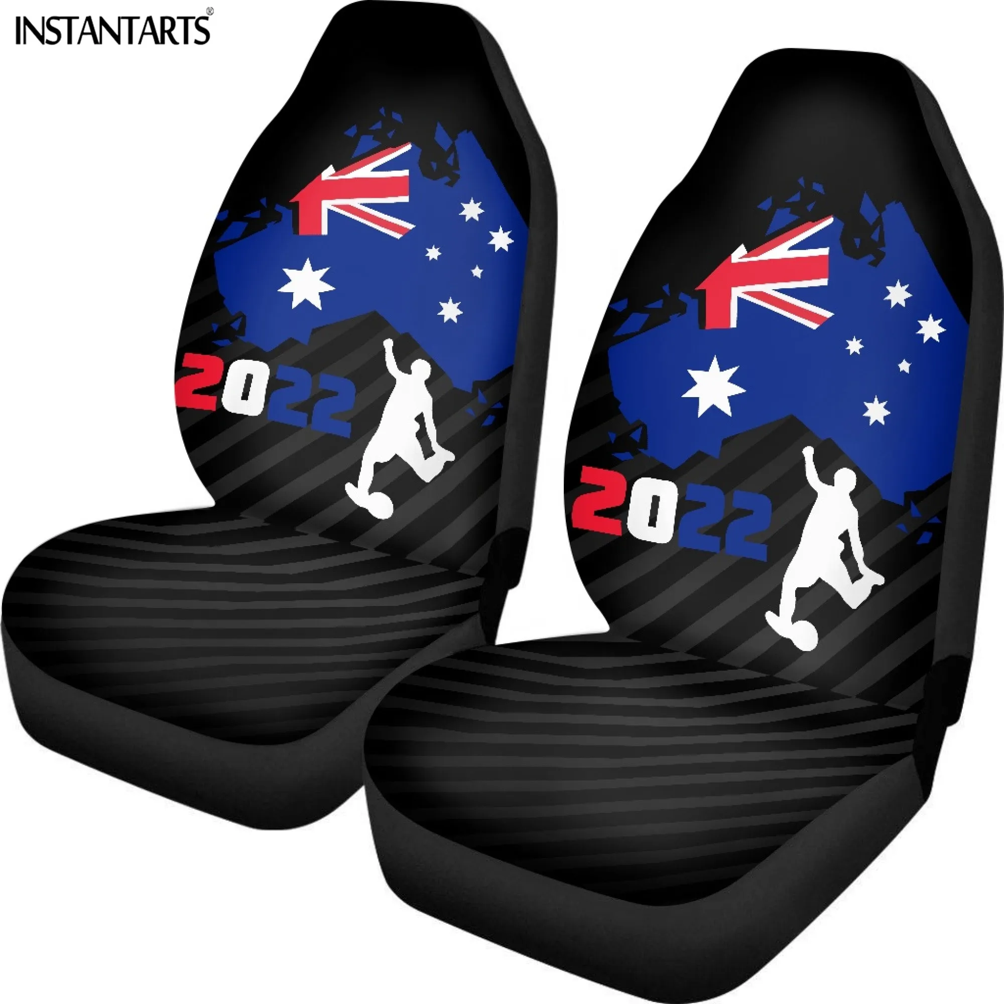 INSTANTARTS 2022 Australia Soccer Pattern Auto Front Seat Covers Practical Stain Resistant Wear-resistant Car Protective Cushion