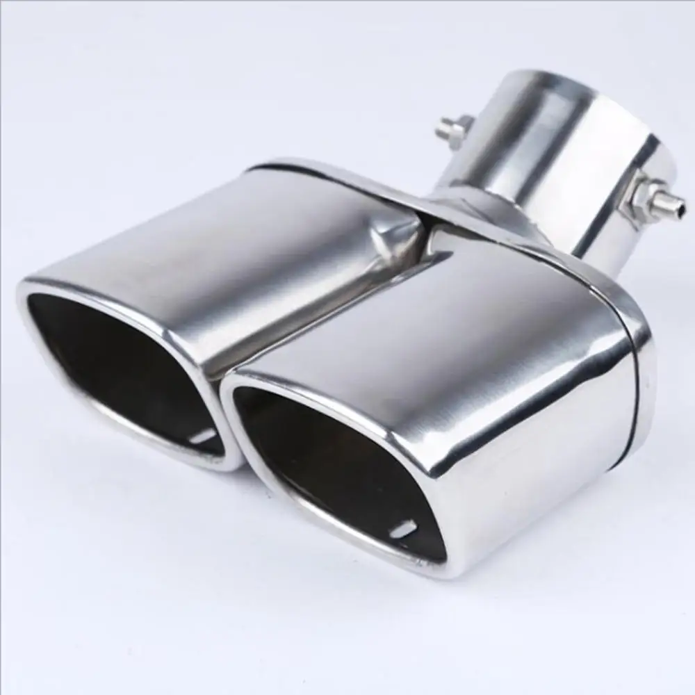 Car Exhaust Pipe Muffler Tail Pipe Double Outlet Outlet Nozzle End Universal Square End Car Rear Tail Throat Liner