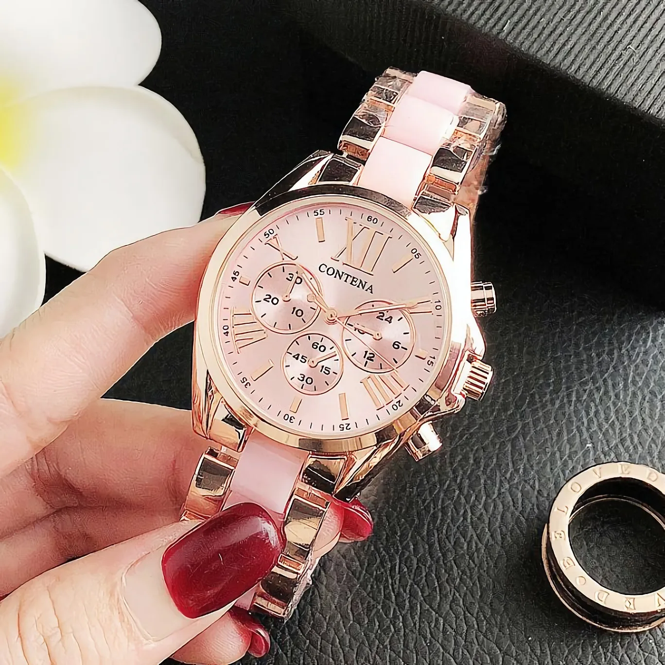 

CONTENA Women Watches Top Brand Luxury Ladies Wristwatch Rose Gold Quartz Fashion Stainless Steel Watch Female Clock Reloj Mujer