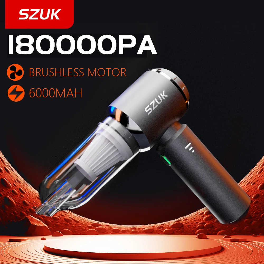 

SZUK Mini Car Vacuum Cleaner Portable Powerful Cleaning Machine Strong Suction Handheld for Car Wireless Cleaner Home Appliance