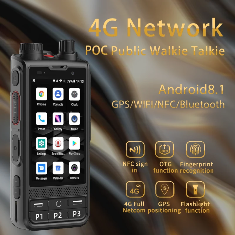 POC 4G LTE 네트워크 라디오 W6 안드로이드 8.1 잠금 해제, GPS, NFC, 와이파이, 블루투스 전화, 4200mAh 워키토키, Real-ptt Zello로 작동