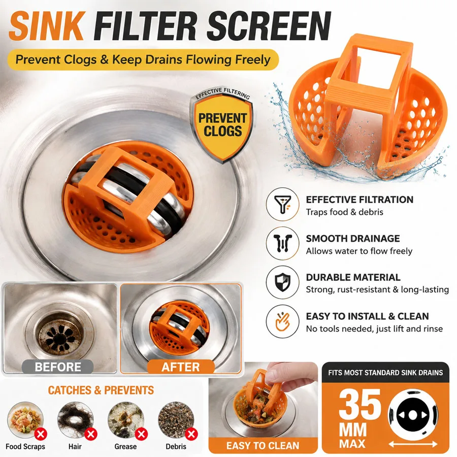 1/10 Pcs Sink Drain Strainer Basket, Multifunctional Hair Catcher Anti-Clog Deodorant Drain Cover for Bathroom Wash Basin Sewer