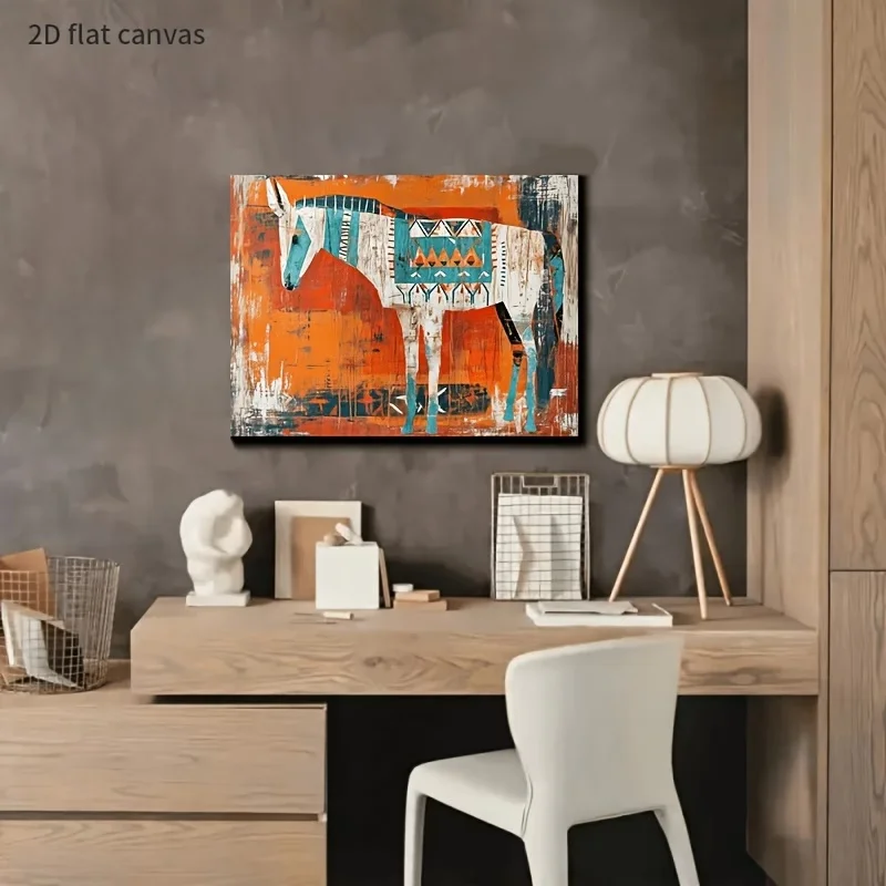 Vintage Donkey Canvas Art with Wooden Frame