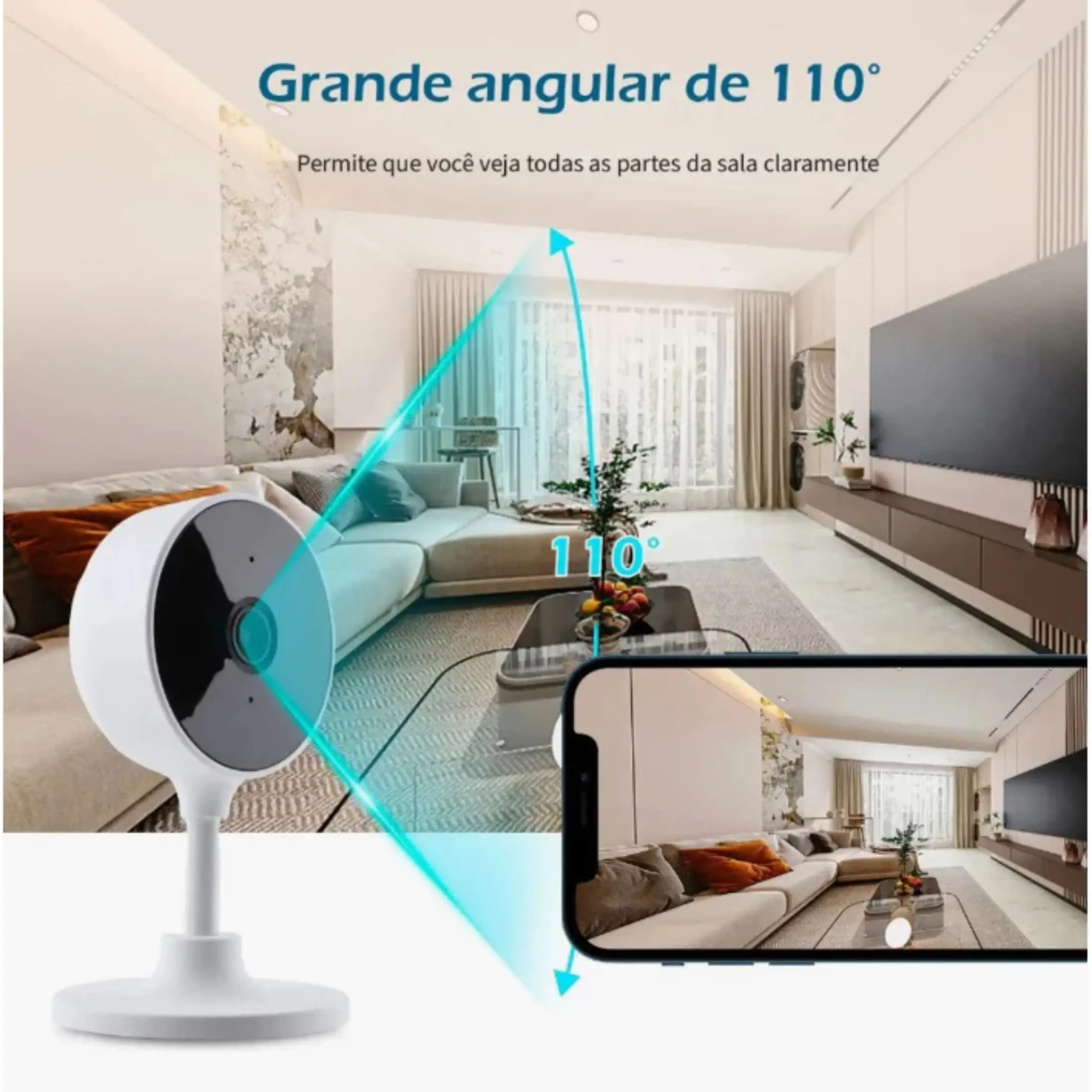 كاميرا الأمن الذكية - مربية إلكترونية، رؤية ليلية، TUYA - Bivolt HD Wi-Fi #6