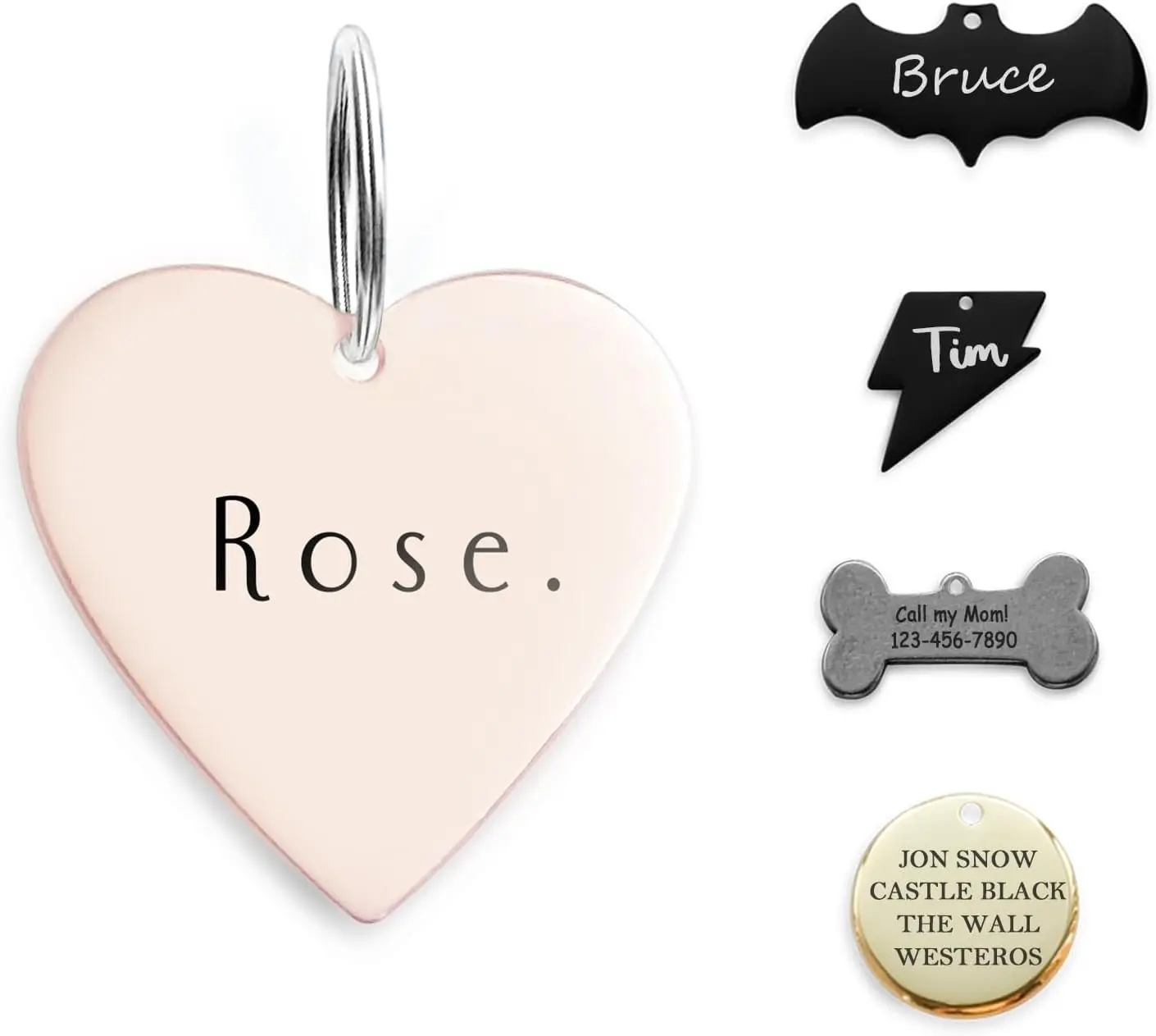 316 stainless steel personalised dog and cat ID tags, original fun heart shape, can be engraved with name or text