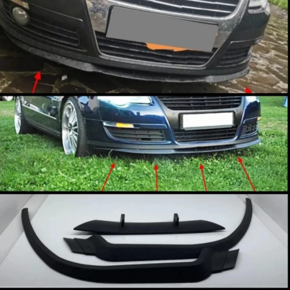 For VW VOLKSWAGEN PASSAT B6 CUPRA R FRONT SPOILER FRONT BUMPER LIP spoiler Universal 3PCs body kit look Sport Access tuning