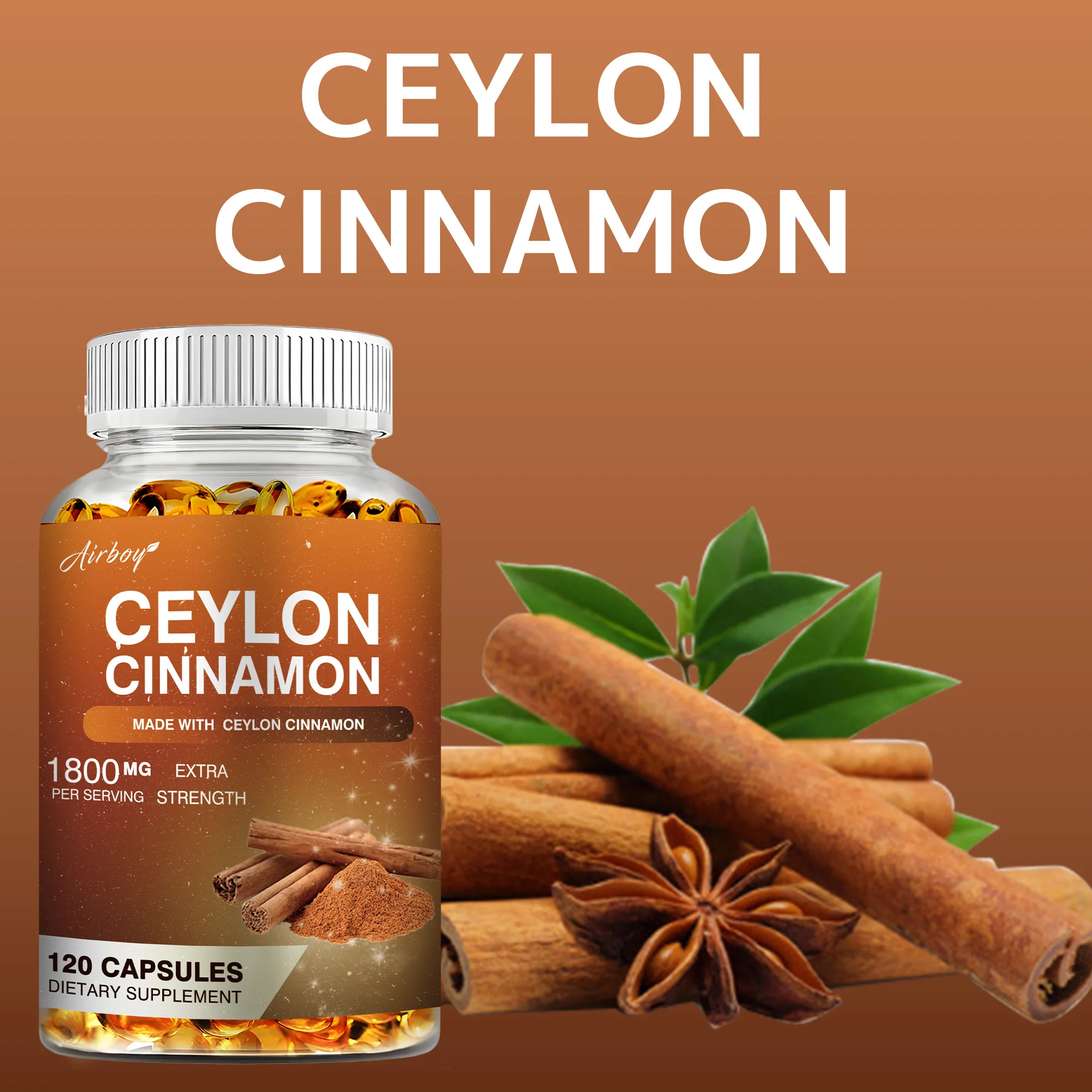 Ceylon Cinnamon-สนับสนุนการเผาผลาญ, สุขภาพภูมิคุ้มกัน, สุขภาพร่วมและการสนับสนุนโรคหัวใจและหลอดเลือด-120แคปซูล