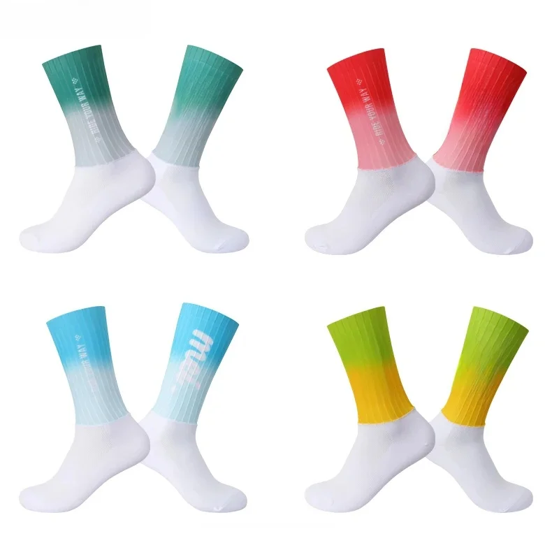 AliExpress Mcycle Wholesale Gradient Color Aero Sport Socks Seamless Anti-Slip Bicycle Bike Socks Summer Bicycle Riding Cycling Socks