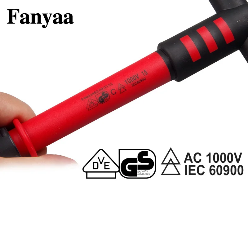 Fanyaa Extended Rod Insulated T-Handle Key Spanner 3/8, 1/2 Inch Socket Screw Driver Wrench Live Working Up To 1000V AC,1500V DC