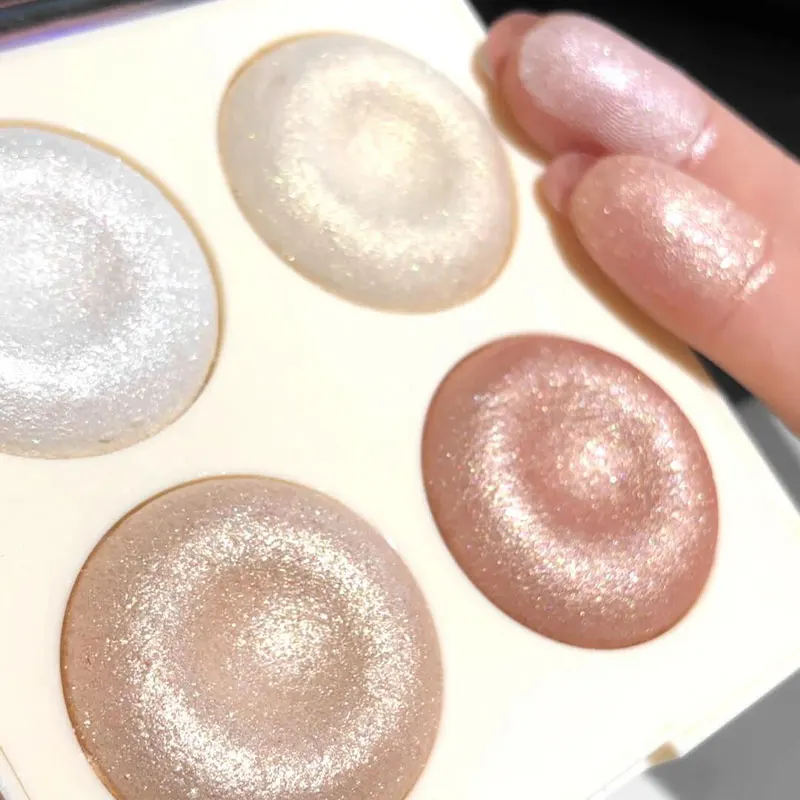 Palette de poudre surligneur diamant 4 couleurs, paillettes, Contour du visage, maquillage scintillant, cosmétique Ultra concentré