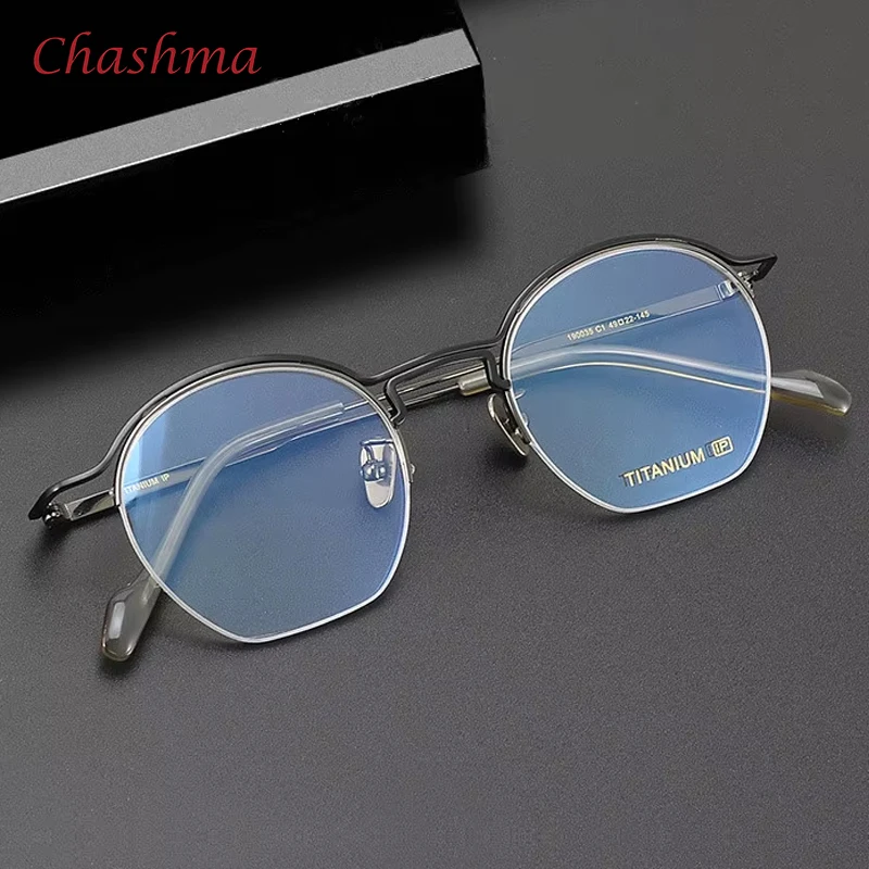 

Очки по рецепту Chashma, мужские оправы для очков из чистого титана, дизайнерские высококачественные очки для близорукости и пресбиопии для мужчин