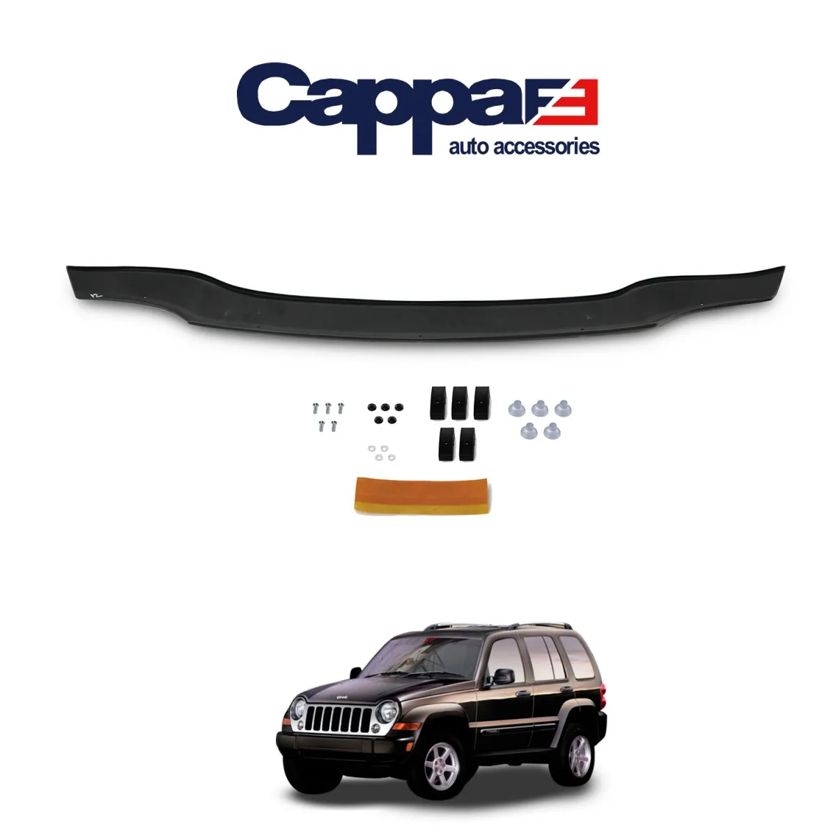 

FOR Jeep Cherokee Front Hood Protection Spoiler 2002-2008 Front Bug Shield Hood Deflector Guard Glossy Black AUTO STYLING