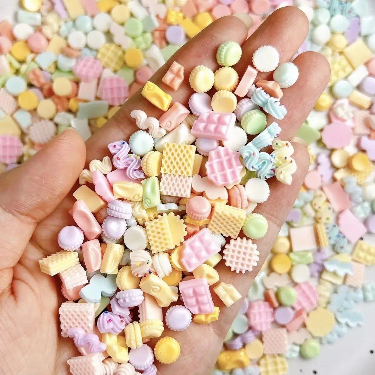 Macaron coloré Adorable chocolat crème barre ongles breloques simulé grilles Biscuits Dessert série résine Nail Art décorations bricolage