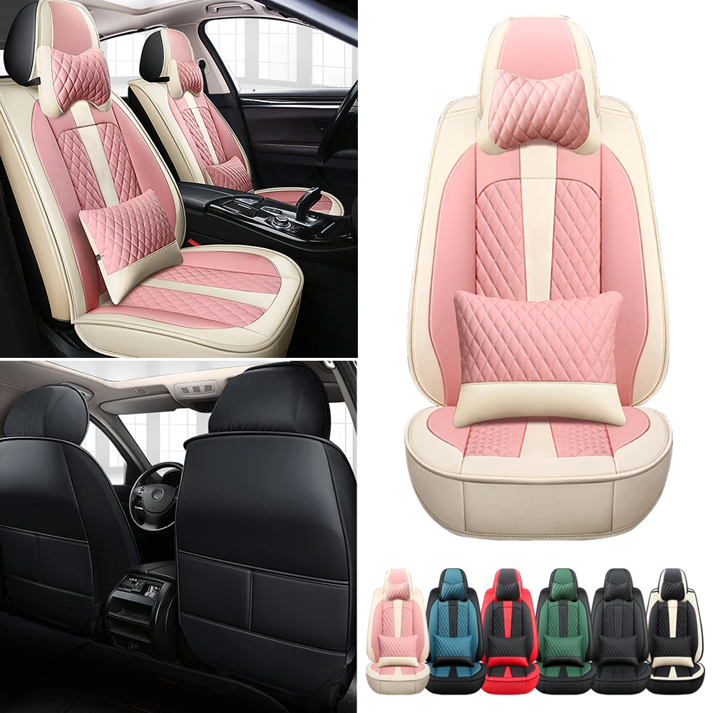 

Faux Leather Car Seat Covers-Front row 2seat,Universal Fit,Lumbar Support,Waterproof,Anti-Slip,Durable for Cars,SUVs,Truck
