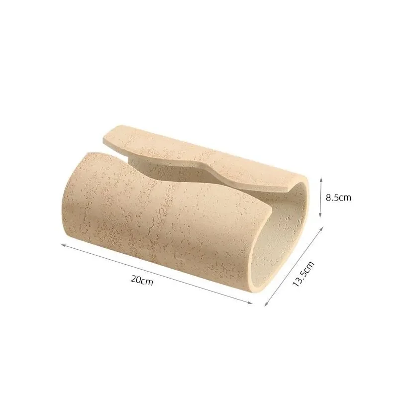 European Cave Stone Tissue Box Ceramics Modern Living Room Bedroom Desktop Napkin Organizer Handwork Creative Home Decoration