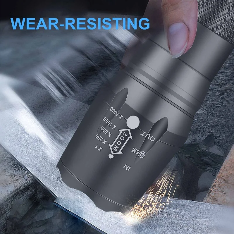 Bright Rechargeable Flashlights Led Tactical Flashlight with 5 Modes Battery Charger Set  for Camping Hiking Outdoor Emergency