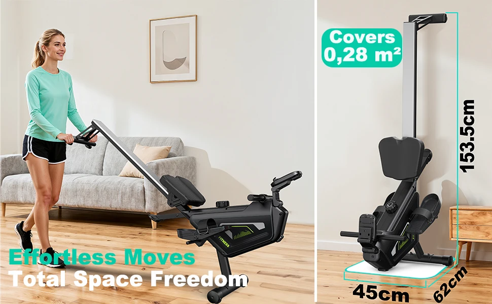 Klyzoom Heimtrainer Magnetisches Rudergerät, 16 Widerstandsstufen, Leises Rudergerät mit APP, 160kg Tragkraft, Einfache Montage, Kompakt – Detail 4