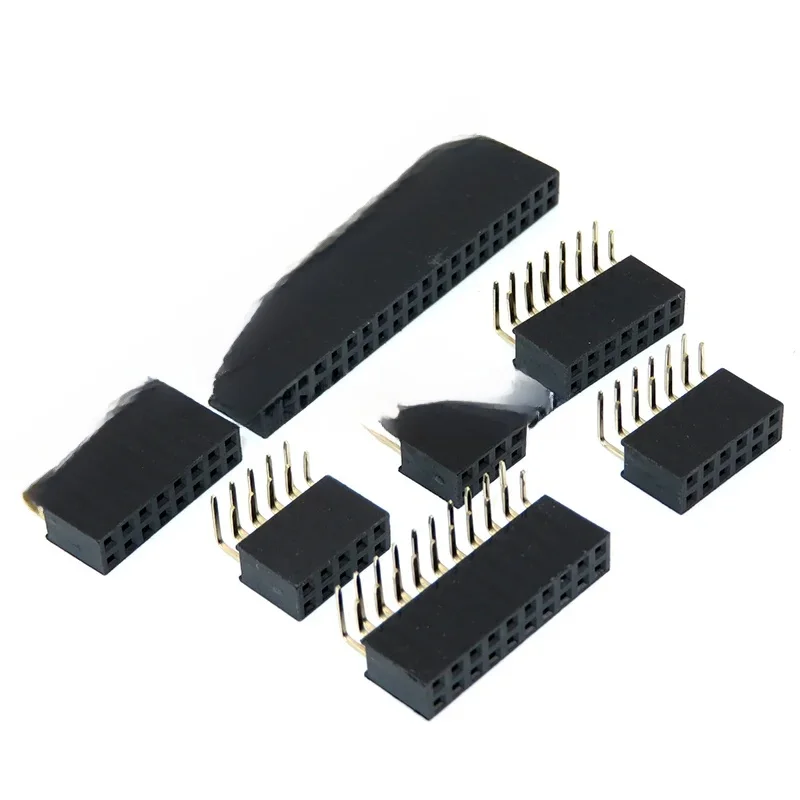 2.54mm R/A Double rangée femelle 2 ~ 40P carte PCB angle droit broche en-tête connecteur Pinheader 2*/4/6/10/20/40Pin pour Arduino