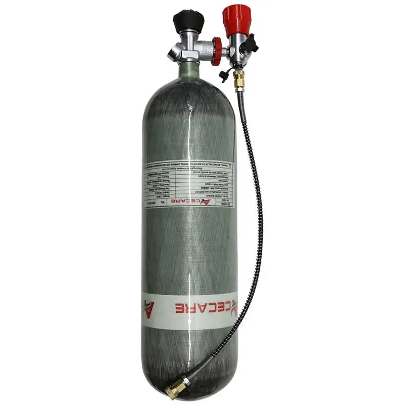 ACECARE 4500Psi 300Bar 6.8L Cylinder z włókna węglowego Zbiornik wysokociśnieniowy ze stacją napełniania Zawór nurkowy HPA M18 * 1.5