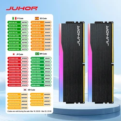 JUHOR DDR4 Ram 16GB 8GB 32GB 2666MHz 3200MHz 3600MHz DIMM Memoria desktop Nuovo Dimm Ship Memoria Rams con dissipatore di calore