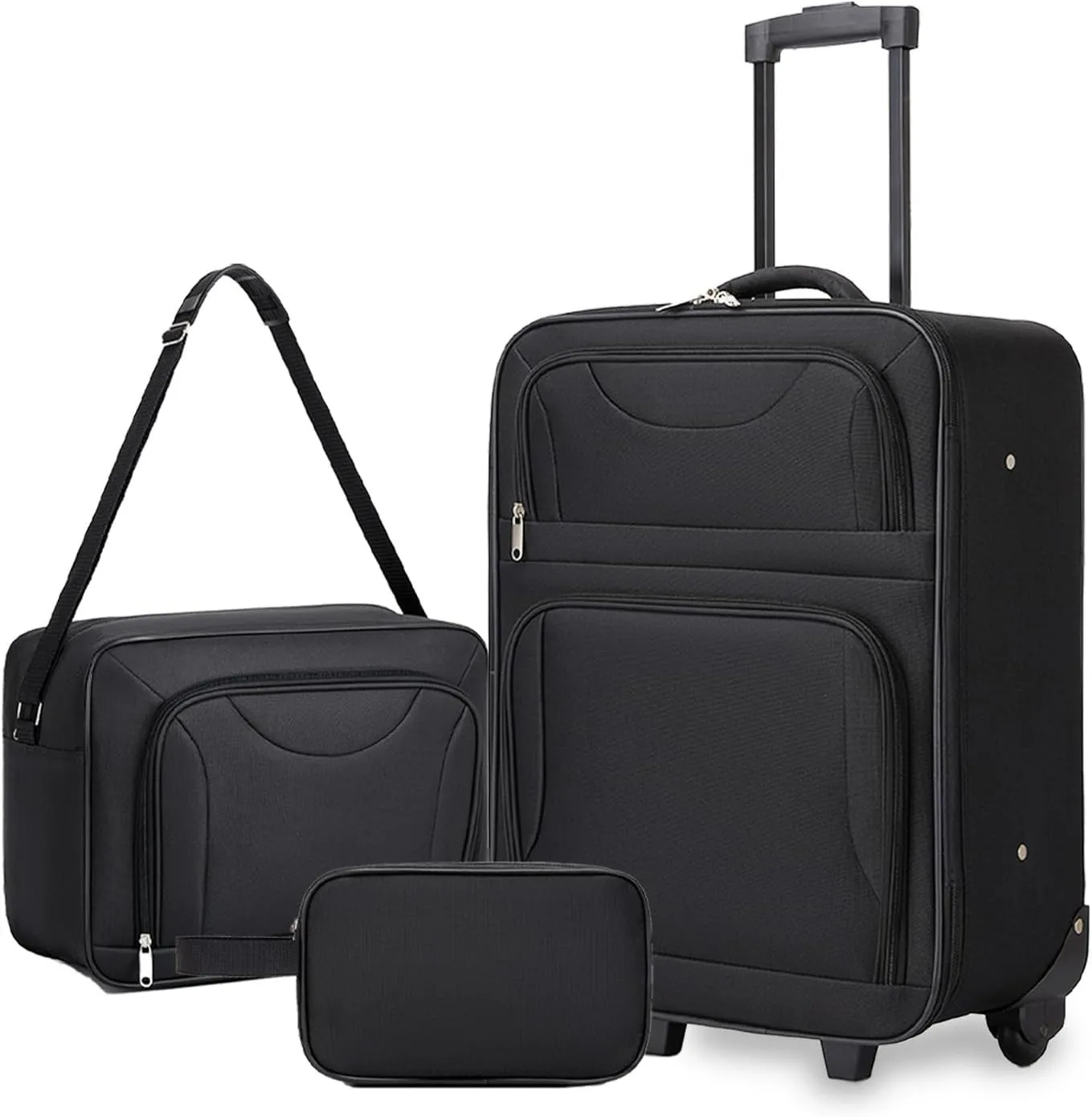 Shavont 3-teiliges Business Handgepäck-Set 20 Zoll 55x40x20cm flugtauglicher Trolley aus wasserabweisendem Oxford-Gewebe mit leisen Rollen, bestehend aus Kabinentrolley, Umhängetasche und Kulturbeutel