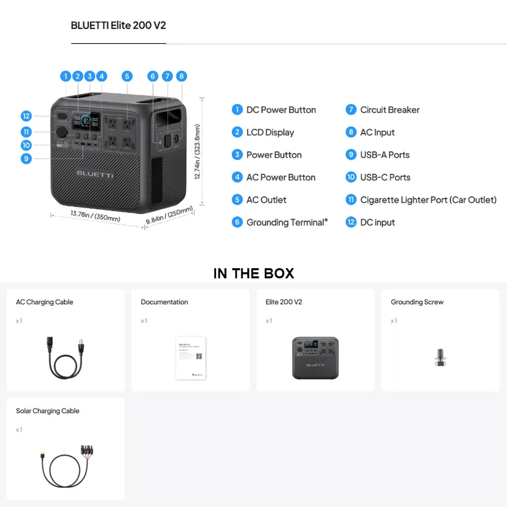 【Renew】BLUETTI Elite 200 V2 Portable Power Station 2600W 2073.6Wh High Capacity Solar Generator for Outdoor Camping view 4
