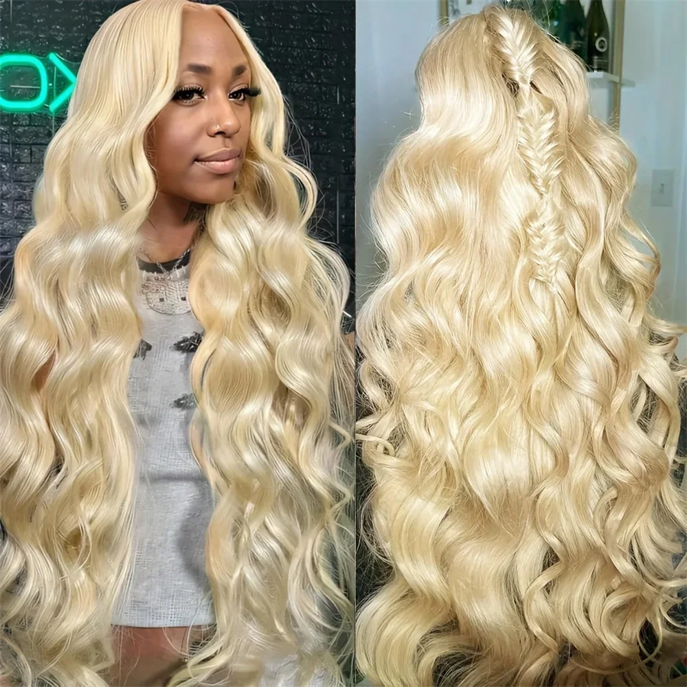 Luvin Honey Blonde Body Wave 13x6 Lace Frontal Human Hair Wig 38 inch 250% Remey Color Water Wave 13x4 Lace Front Wig For Women