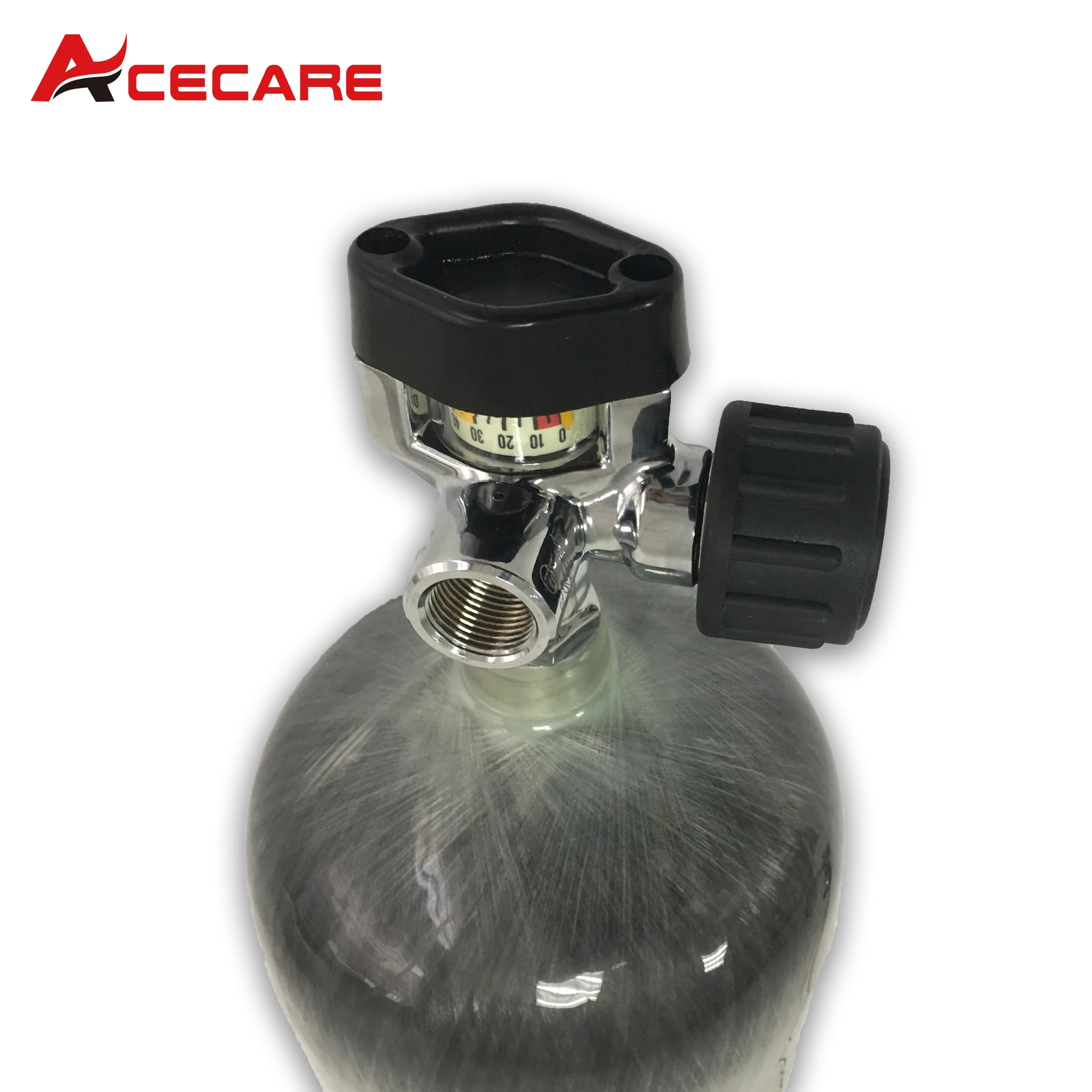 ACECARE 9L Carbon Fibre Gas Cylinders Scuba Diving Tank With Large Gauge Valve 300Bar 4500Psi For Outdoor Sports Fire Safety