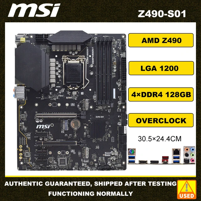 Lga 1200 msi Z490-S01マザーボード,Intel z490 x ddr4マザーボード,4x128gb,2 x m.2